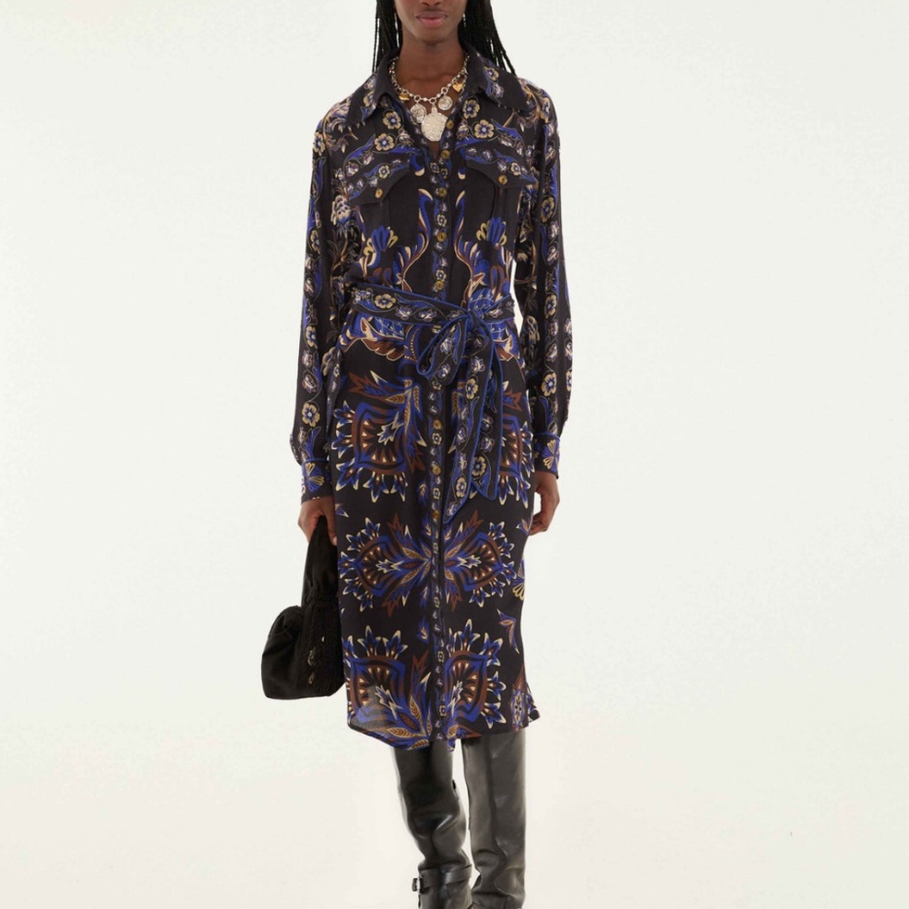 Farm Rio Arabesque Mix Scarves Midi Dress
